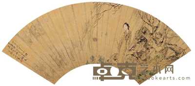 沈心海 1887年作 仕女图 扇面册页 16.5×50.5cm